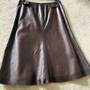 Anne Klein Genuine leather laser cut Brown skirt